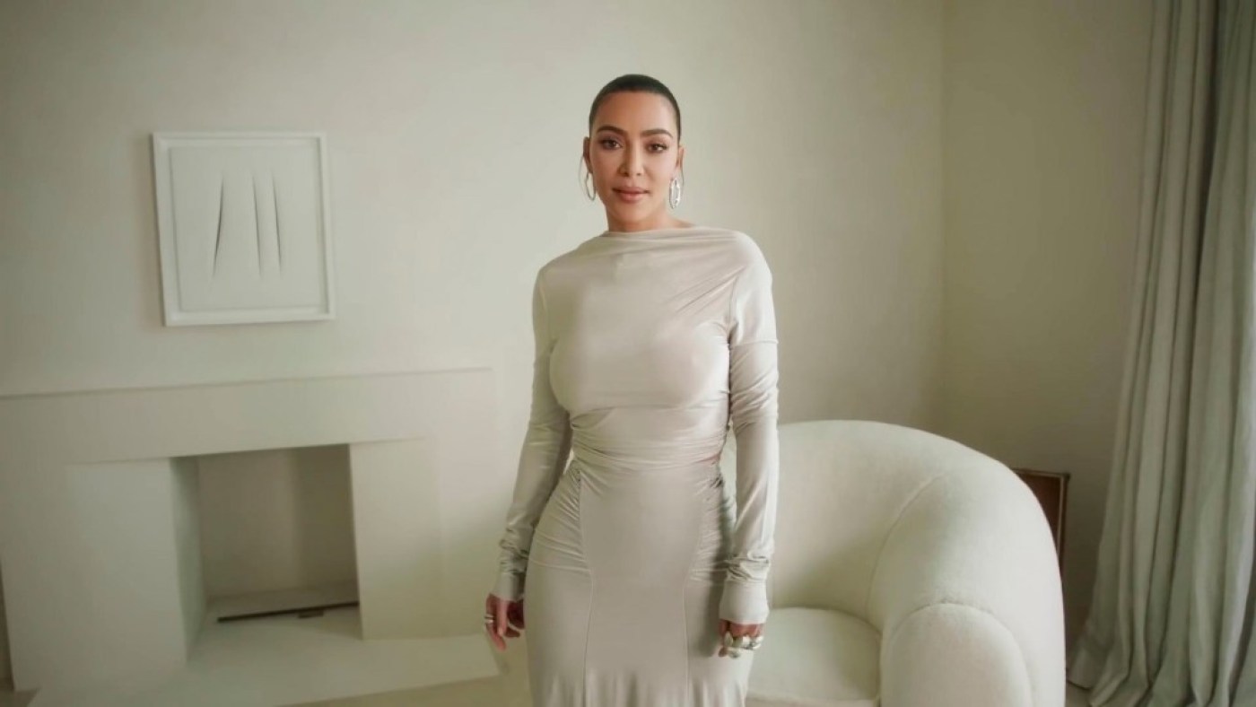 Kim Kardashian in her living room.