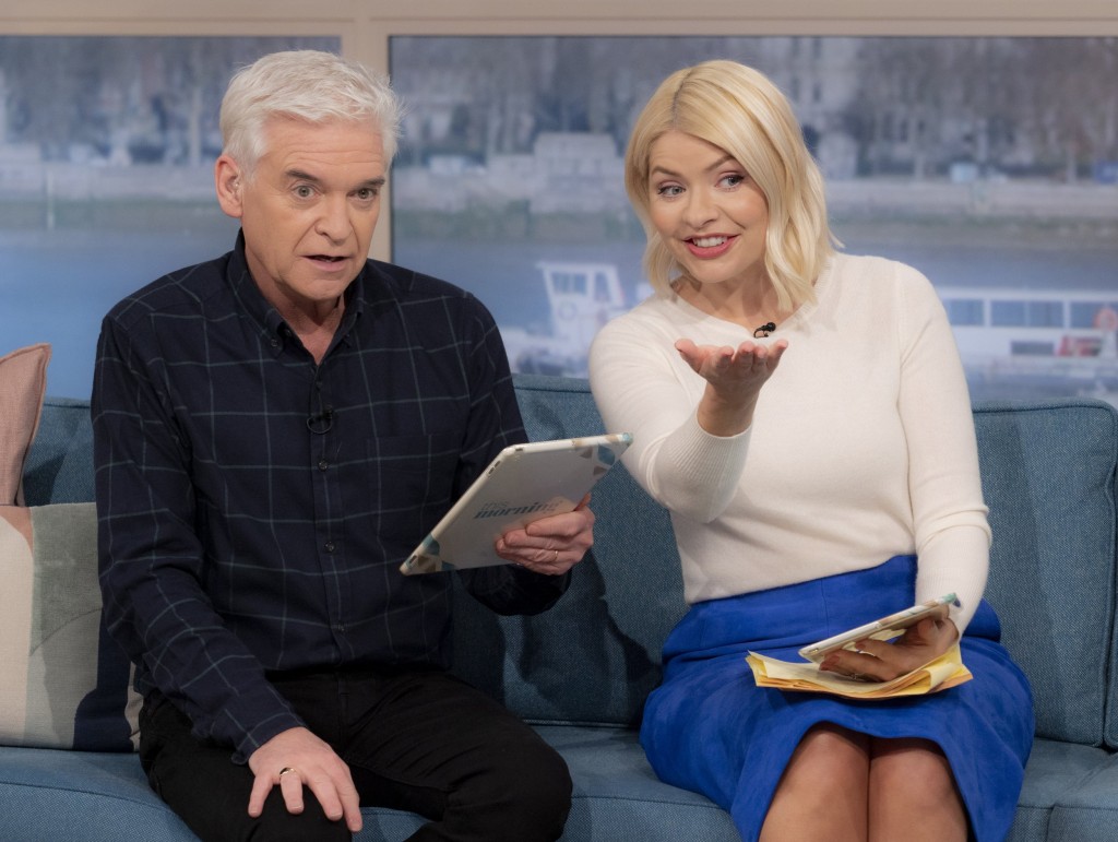 Editorial use only Mandatory Credit: Photo by Ken McKay/ITV/REX/Shutterstock (13750053br) Phillip Schofield, Holly Willoughby 'This Morning' TV show, London, UK - 01 Feb 2023