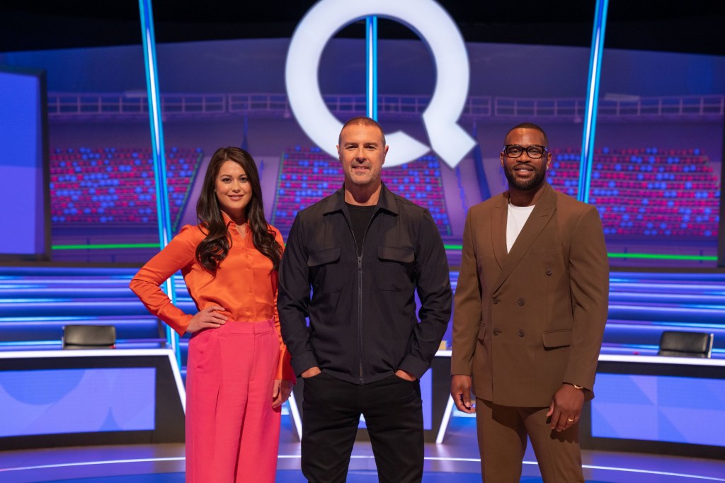 Question of Sport's Sam Quek, Paddy McGuinness and Ugo Monye.