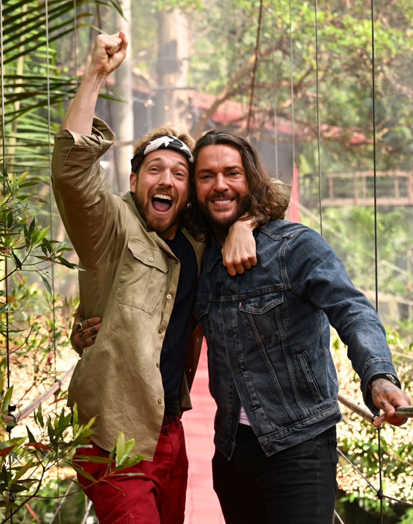 Editorial use only Mandatory Credit: Photo by James Gourley/ITV/Shutterstock (14251637aw) Sam Thompson is crowned King of the Jungle and is met by Pete Wicks 'I'm a Celebrity... Get Me Out of Here!' TV Show, Series 23, Australia - 10 Dec 2023